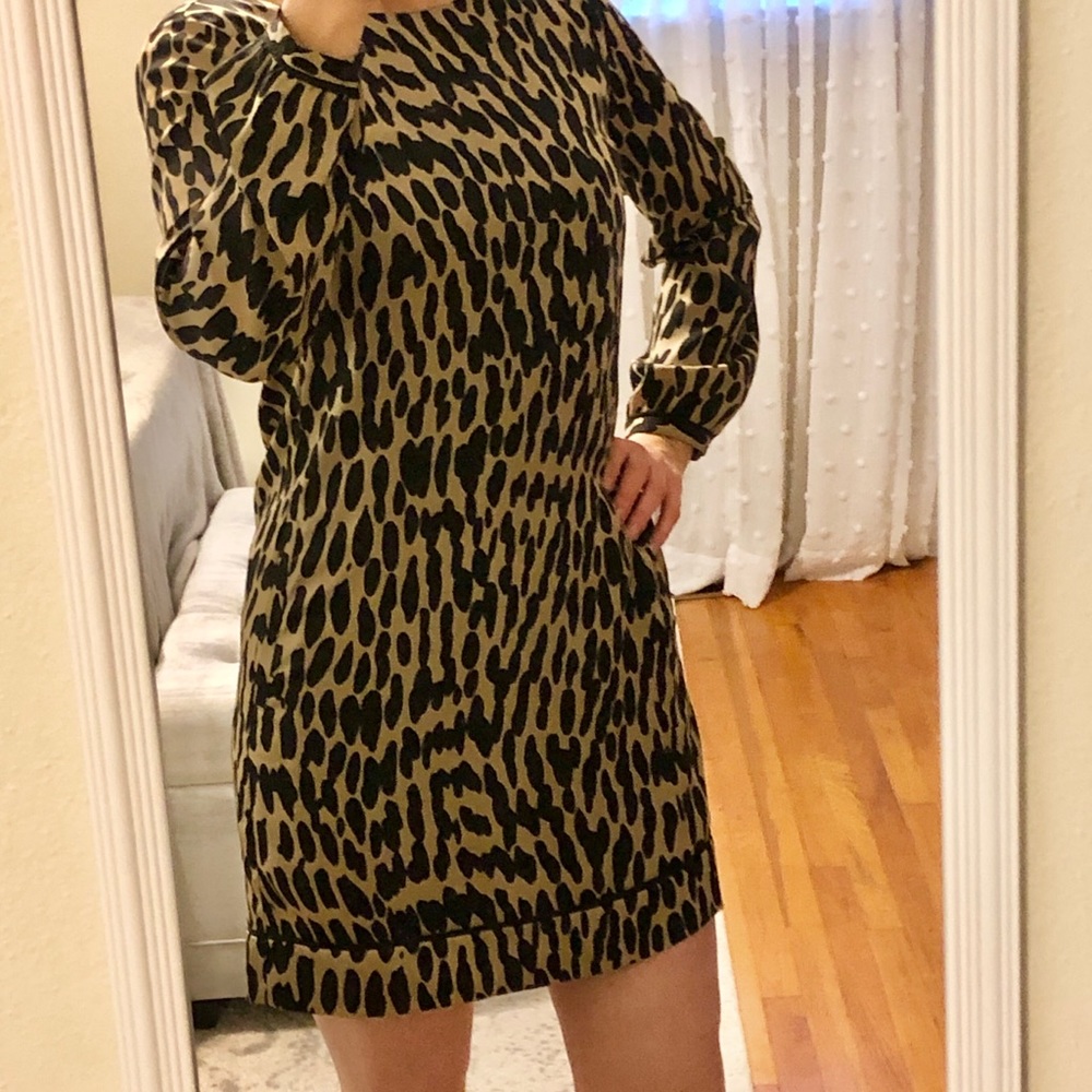 LOFT - EUC Leopard Long Sleeve Shift Dress